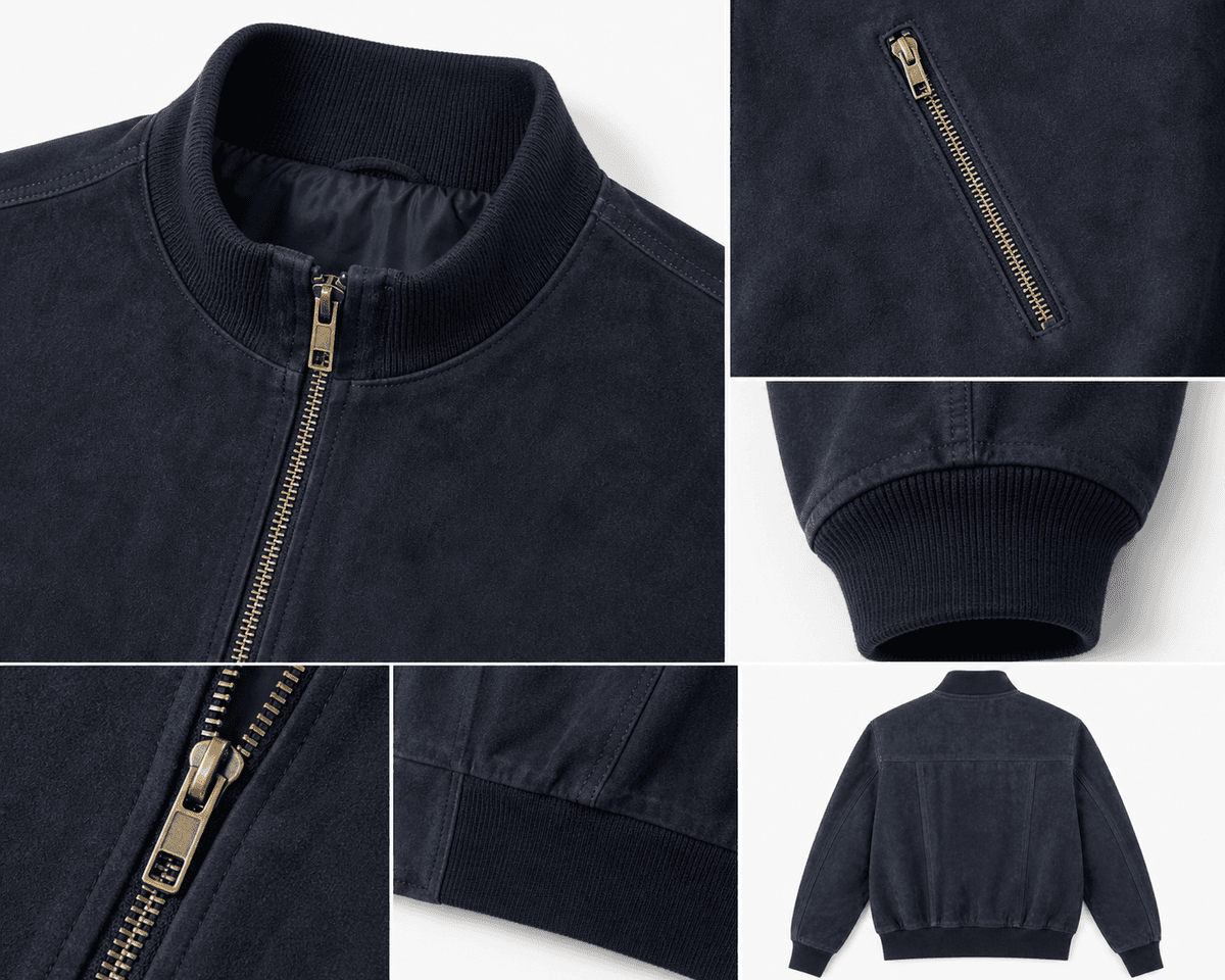 Suede – Navy Zipper Polo view 3