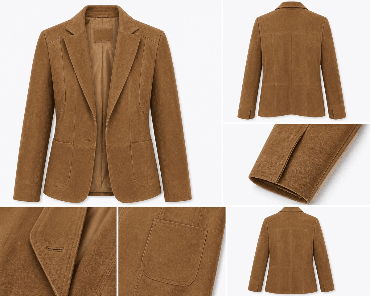 Suede – Gold Long Sleeve Blazer view 3
